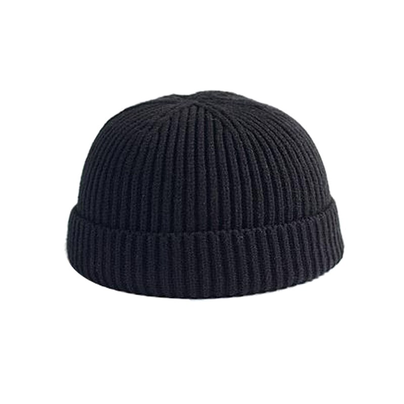 Heren gebreide muts muts schedelkap matrozenmuts manchet zonder rand retro marineblauwe stijl muts eig 88