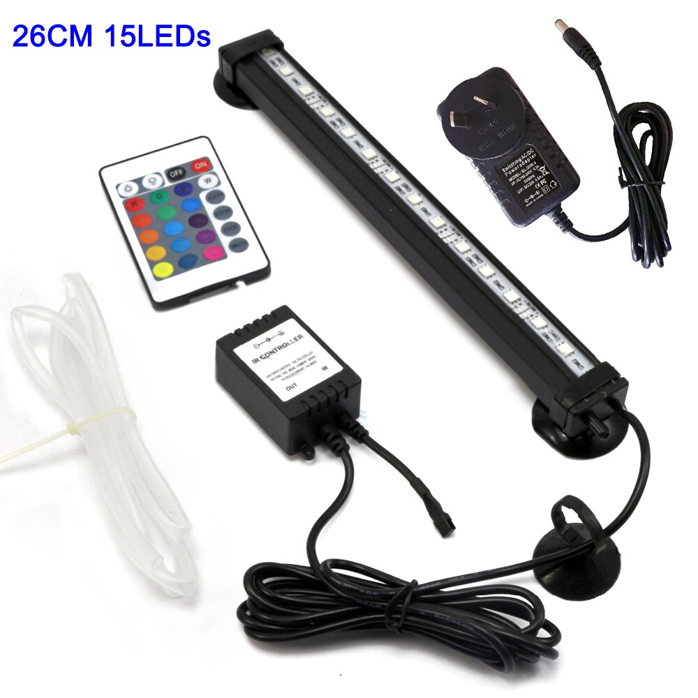 Aquarium Licht Led 16-51 Cm 5050 Rgb Waterdichte Afstandsbediening Lamp Aquarium Fish Tank Onderwater Dompelpompen Licht D30: AU 26CM