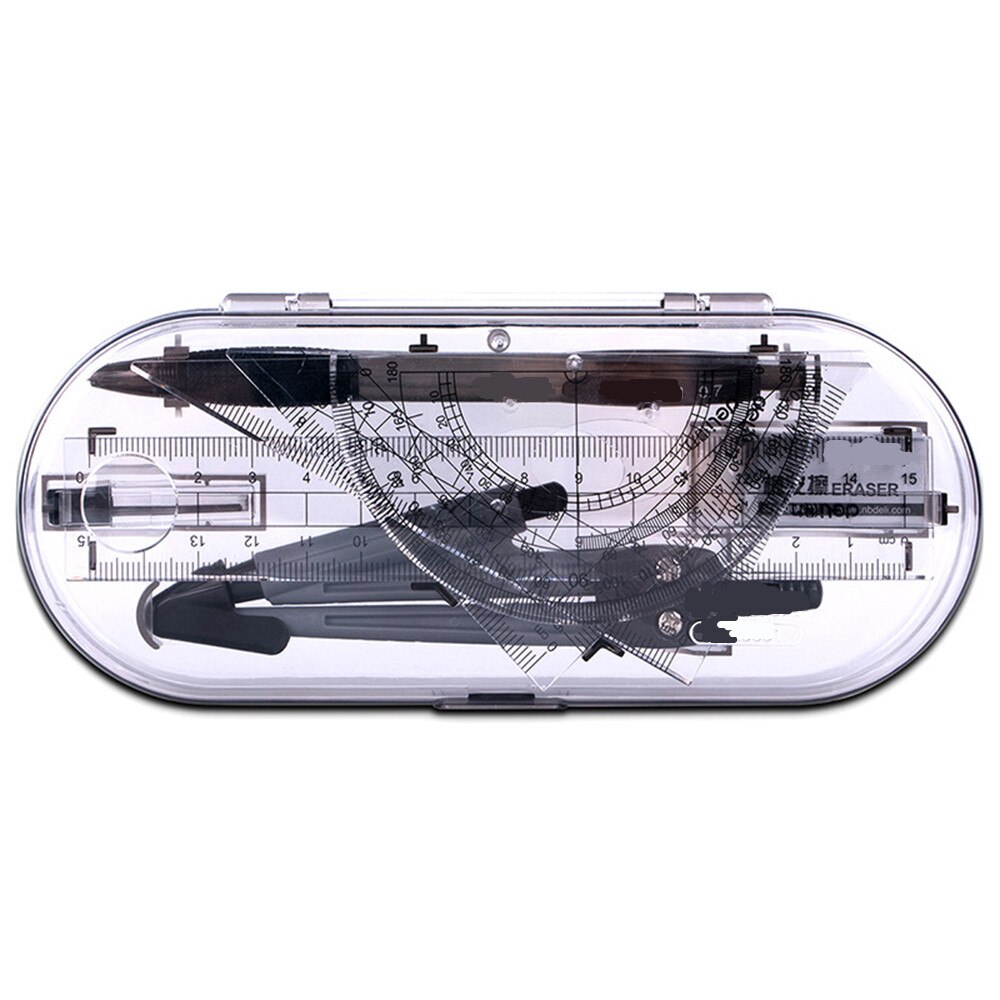 8 pcs/set Protractor Drawing Triangle Eraser Compasses Set Math Eraser Ruler For Students School Supplies