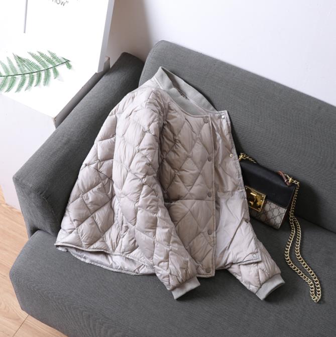 Kvinder baseball dunjakke efterår vinter varme andedun parkaer løs kort frakke kvindelig oversize ultra let dun outwear  sf2039: Grå / M
