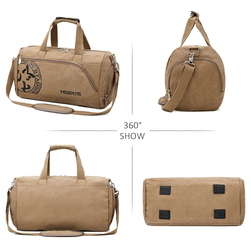 Scione Vintage Sports Travel Bags Men Canvas Luggage Hand Crossbody Bag Large Casual Durable Printing Shoulder Shoe Pack Storage