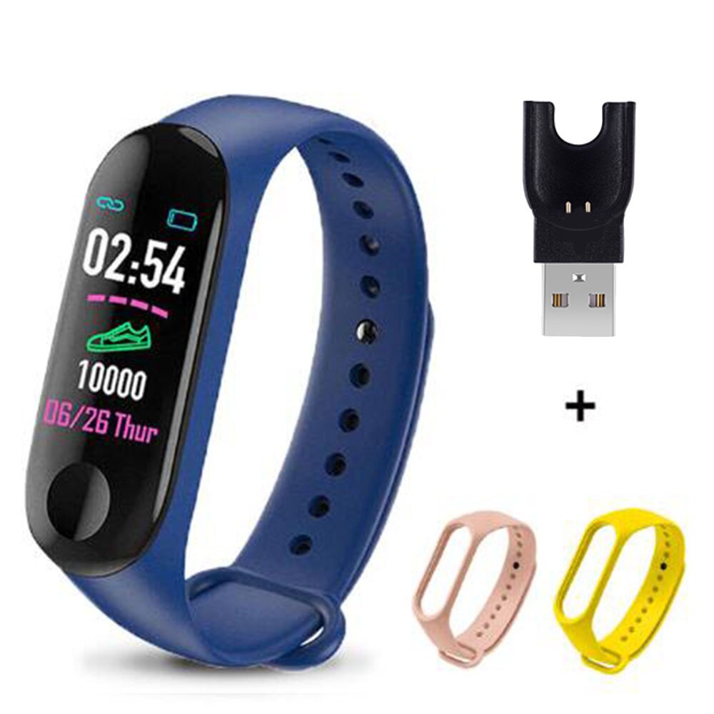 M3 Plus Smart Band Bluetooth Smart Watch Fitness Tracker Smart Bracelet Health Sleep Blood Pressure Heart Rate Monitor Wristband: Blue Pink Yellow