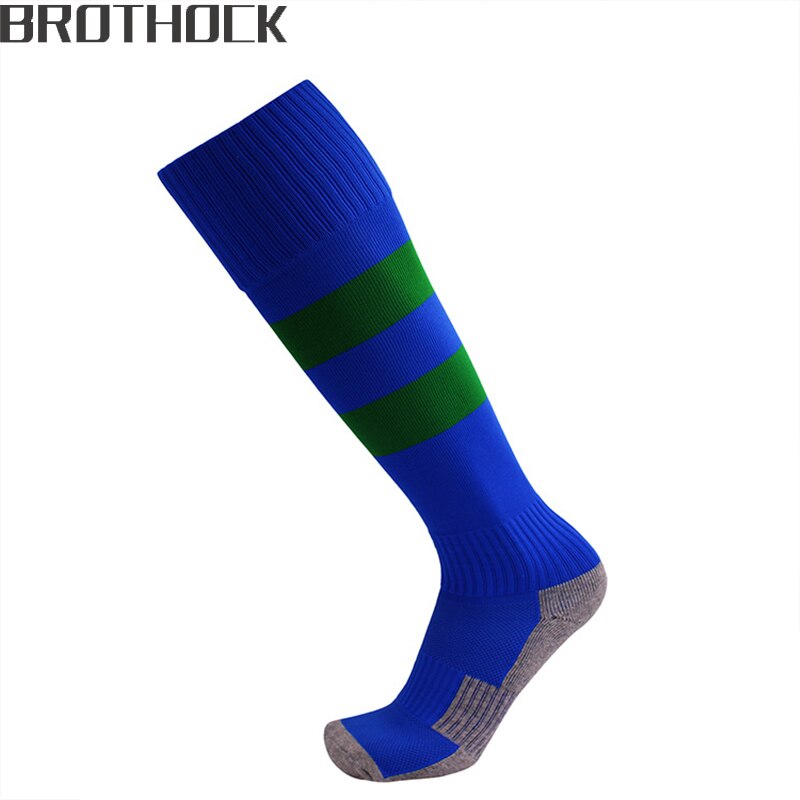 Brothock fußballsocken handtuch kinder fußball fußball socken Dicke strümpfe nylon sport socken streifen muster hersteller