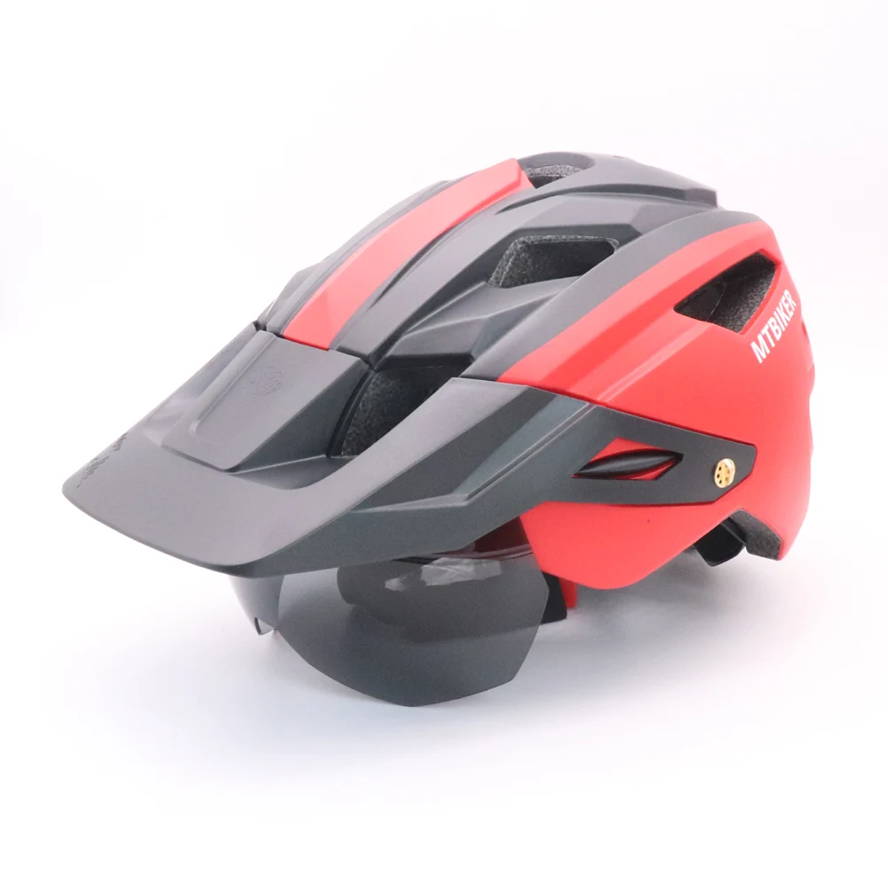 Fietshelm met zonneklep heren fietshelm zonnebril vizier racefiets mountainbike fietshelm: Zwart