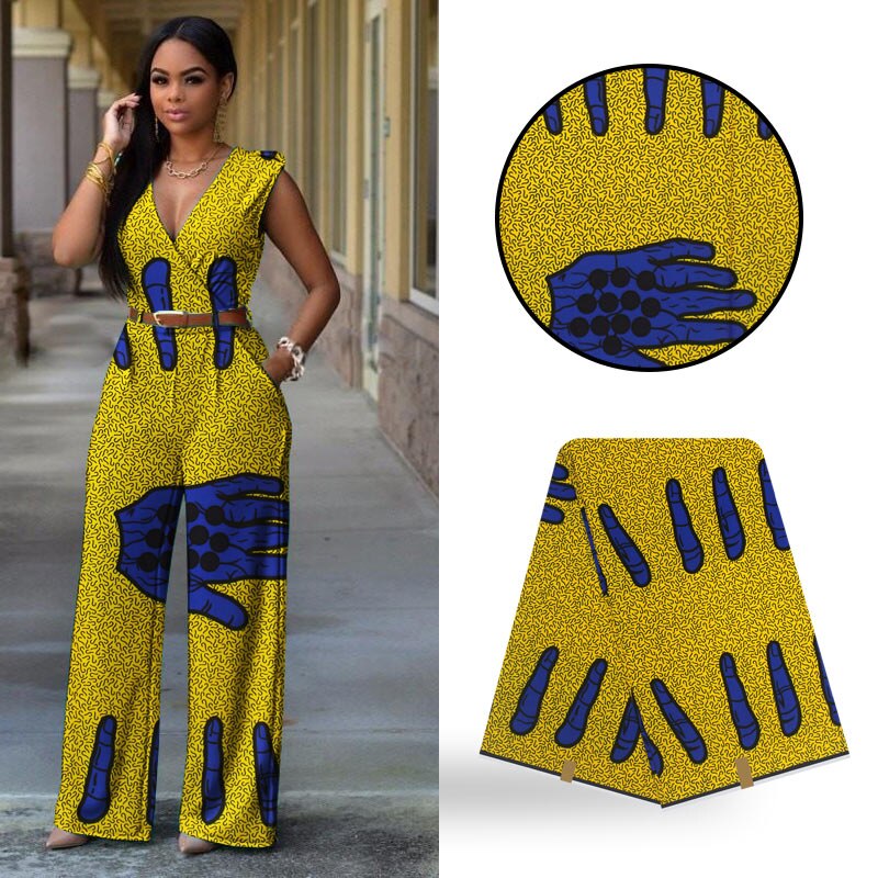 Afrikansk stoff vokstrykk ekte voksduk 100%  bomullsmateriale 6 yards afrikansk ankara bomull voks stoff for kjole