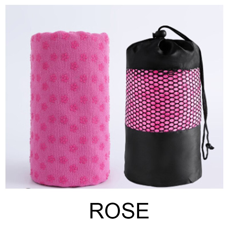 Sklisikkert yoga håndkle tepper saken anti skli pilates treningsstudio Fitness sport dun pledd 183*63cm myk behagelig med Mos bag: rose
