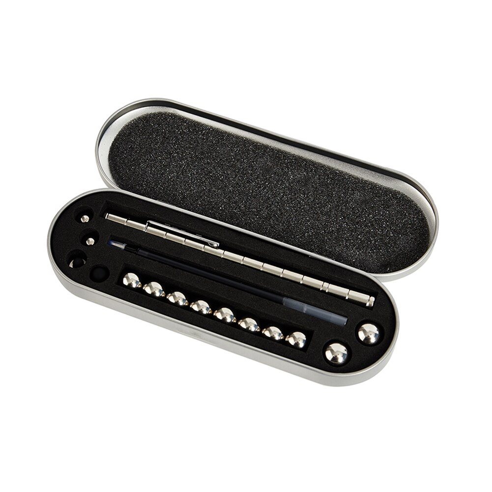 Magnetic Pen And Fun Metal Magnetism Pressure Relief Pen Magnet Water-Based Pen Box Fun Magnet Pen: sliver