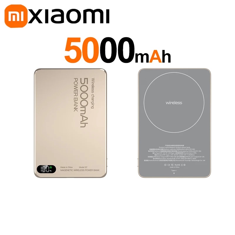 Xiaomi 10000mAh Slim Magnetic Wireless Power Bank PD20W Super Fast Charging Portable External Battery For Magsafe For iPhone: Orange