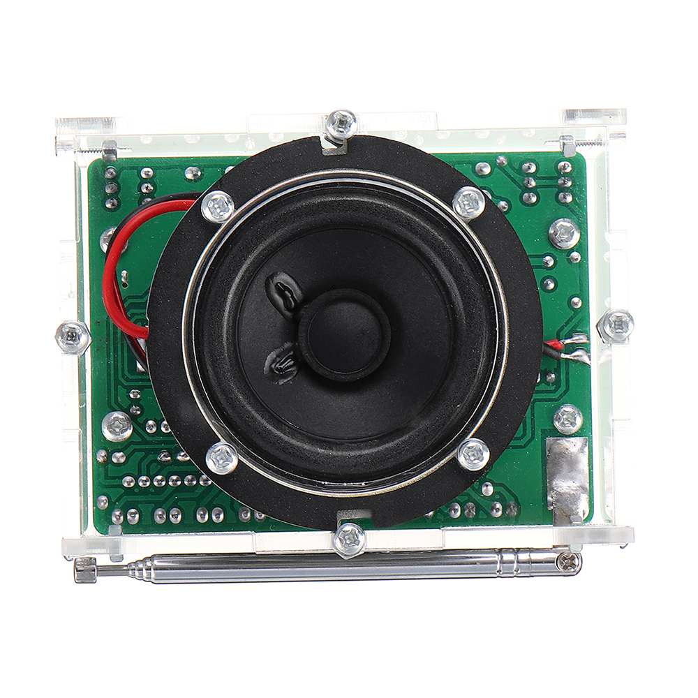 DIY FM Radio Kit Transparent Shell Mini Stereo Radio Receiver DIY Kit 4.5V-5.5V LED LCD Light Display Built In Speaker Antenna