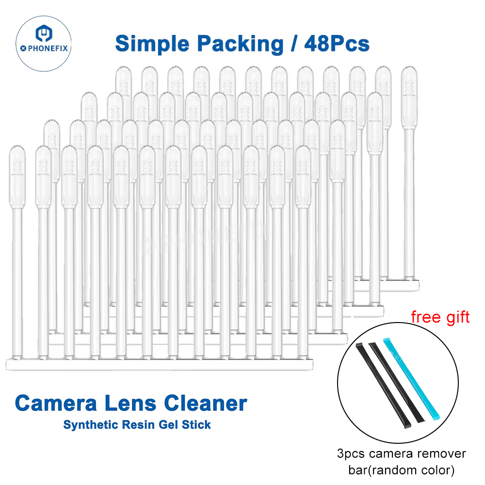 2UUL 48pcs/ Box Camera Cover Lens Resin Synthetic Gel Cleaning Stick for Phone Camera Screen Dust-free Fingerprint Removal Tool: Green, Purple