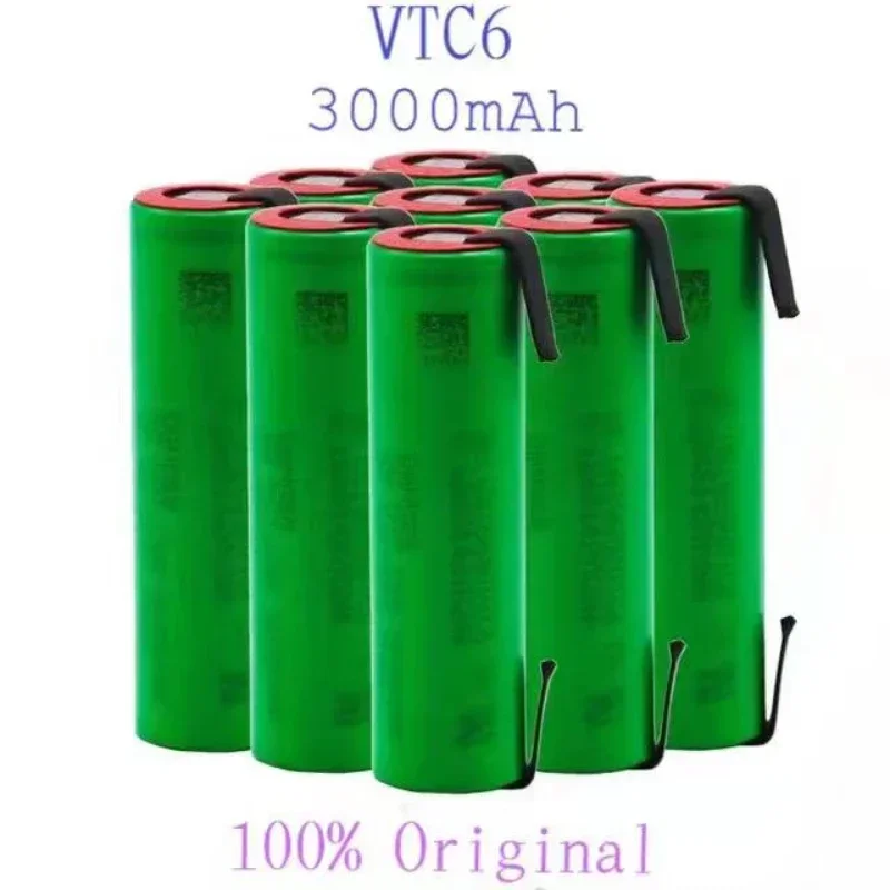 100% Original VTC6 3.7V 3000mAh 18650 Li-ion Battery 30A Discharge for US18650VTC6 Tools Batteries+DIY Nickel Sheets.