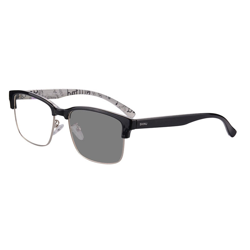 SHINU lunettes de lecture photochromiques progressives hommes lunettes multifocales progressives lunettes photochromiques réglables proches et loin: Kaki / + 325