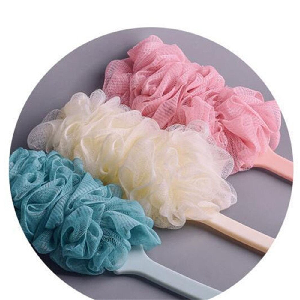 Badebørste langt håndtag hængende blødt mesh bagkrop badekar brusebad skrubber børste svamp tilbage børste spa skrubber sæbe  #25