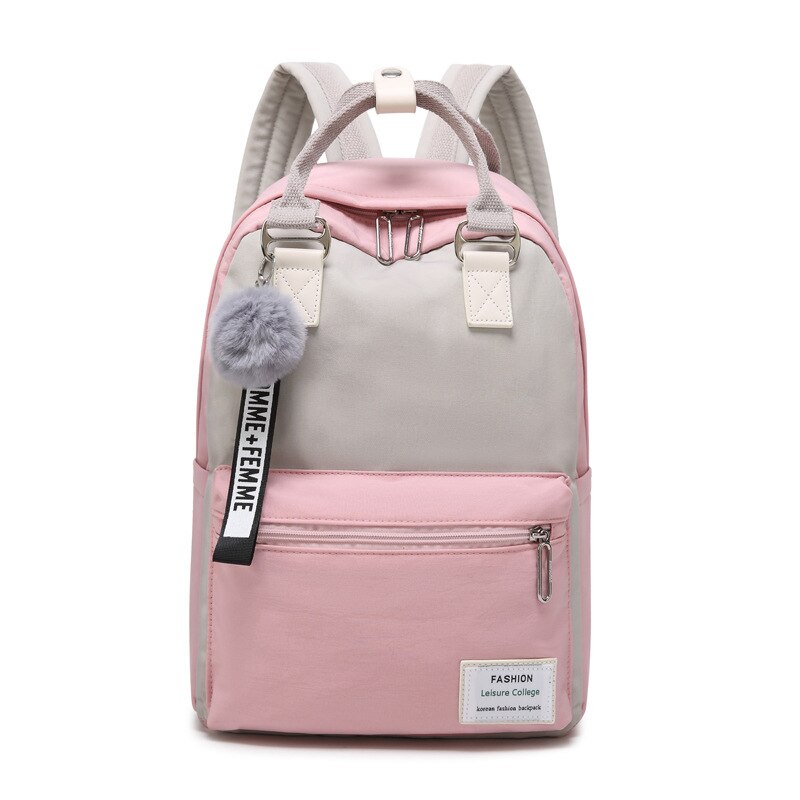 Wasserdichte Oxford Reise Rucksack für Frauen Schule Schulter Tasche lässig Große Kapazität Bagpack für Teenager Mädchen mochila MD0201: grau rosa
