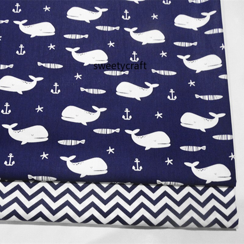 Baleine impression tissus à la main tela algodon bricolage couture Patchwork bébé robe lit sac couture vêtements tissu coton sergé tissus