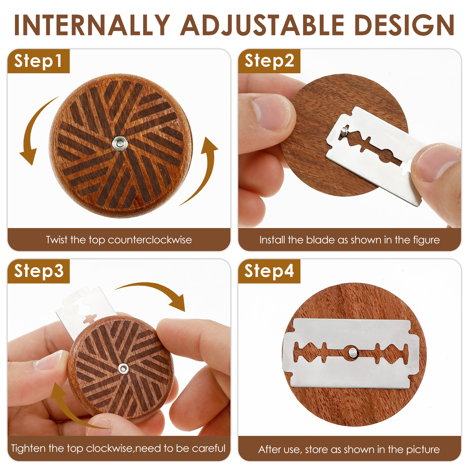 Bread Bakery Lame Tools Wooden Scraper Bread Knife/Slicer/Cutter Dough bakery stone Scoring Lame with 15 Blades Arc Curved Knife