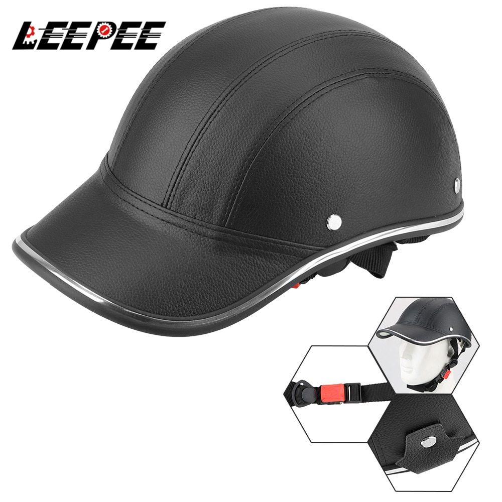 Leepee Voor Cafe Racer Chopper Scooter Veiligheid Harde Hoed Half Gezicht Vintage Zomer Cap Motorfiets Half Helm Baseball Cap Stijl