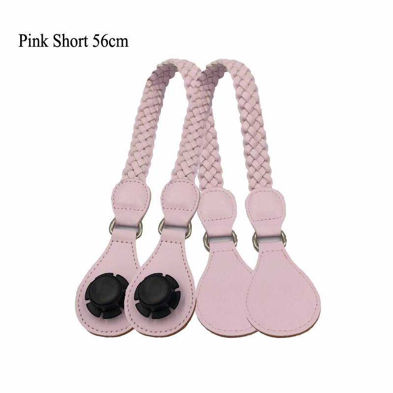 Long Faux Leather Weave Belt shoulder handle straps for Classic Mini O Bag Obag Eva women handbag shoulder bag Accessories: Short Pink