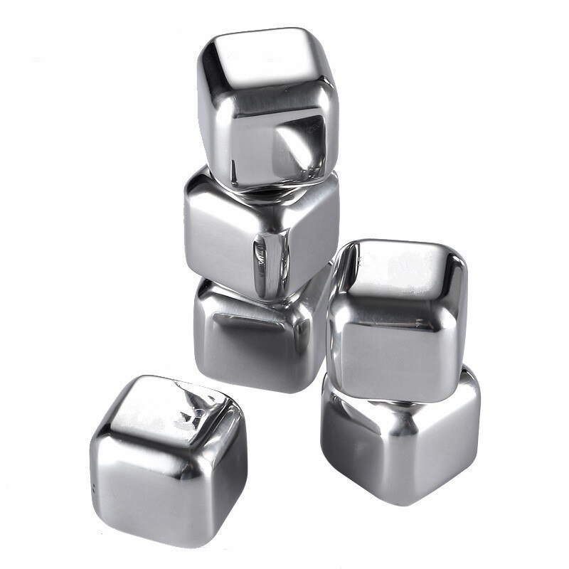 Soffe Stainless Steel Square Ice Block 2.5*2.5cm Red Wine Whiskey Ice Cube Fast Freezing Reusable Ice Cubes: 6pcs