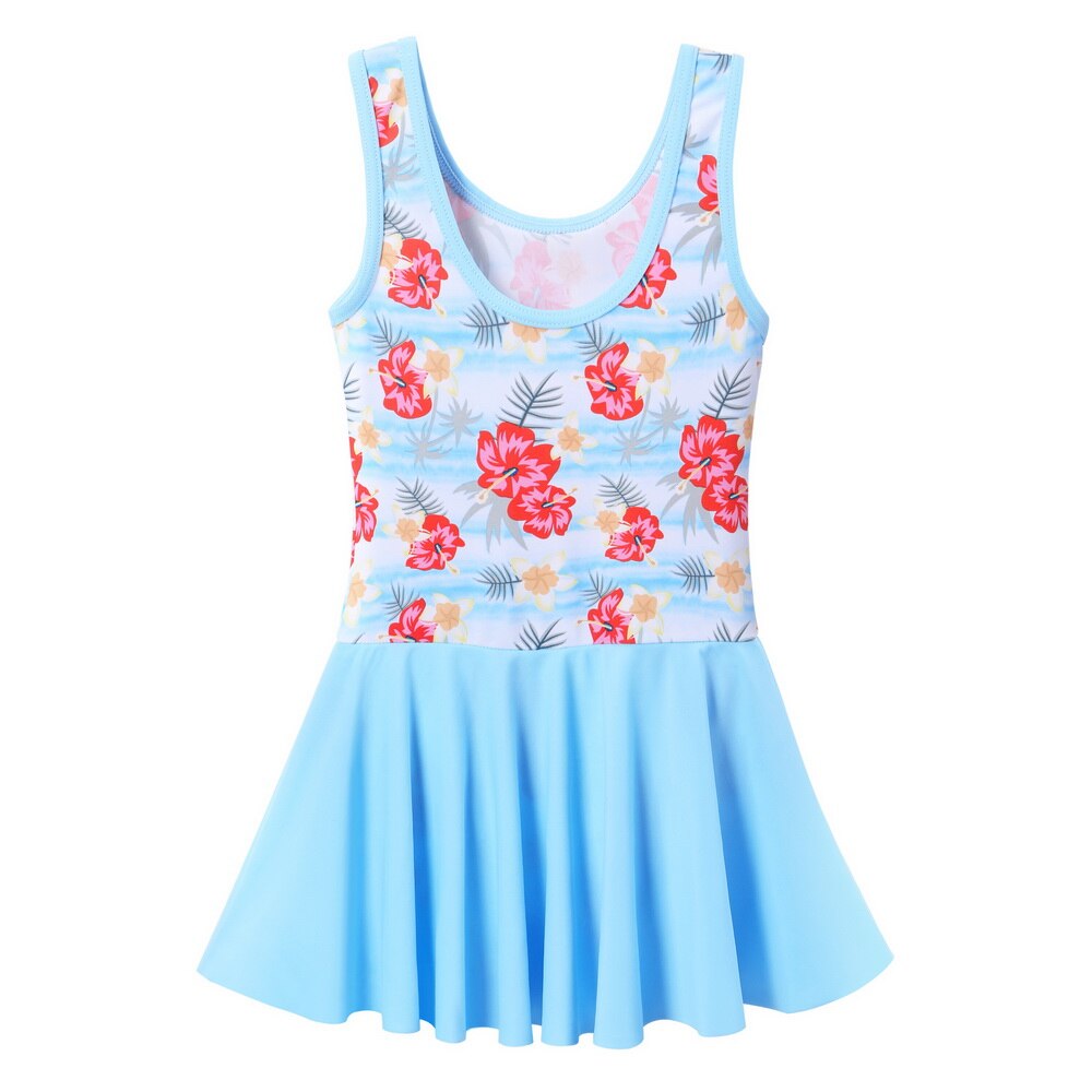 BAOHULU 3-10 Years Girls Swimwear One Piece Print Floral Swimsuit for Kids Toddler UPF50+ Princess Bathing Swimming Dress