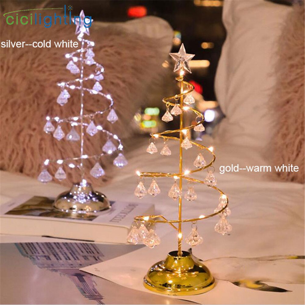 Guirnalda navideña de luces led dorada y plateada, lámpara de mesa de decoración navideña para dormitorio, lámpara de mesa blanca fría cálida para decoración de escritorio, luz nocturna