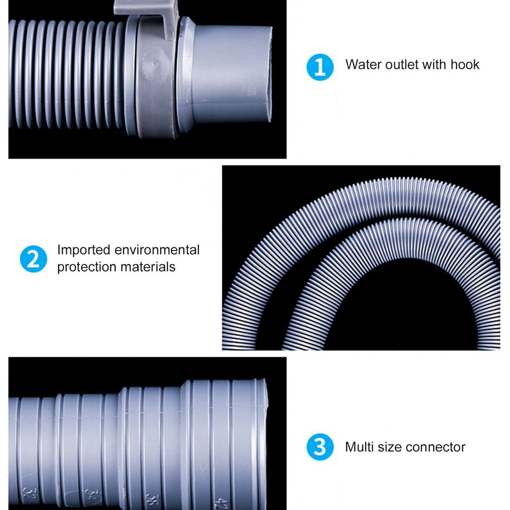 Universal Washing Machine Dishwasher Drain Waste Hose Discharge Hose Extension Pipe Fits Up To 32-42mm Drain Outlets