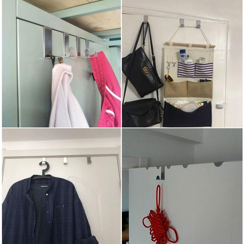 Pack of 12 Stainless Steel Over Door Hooks Hanger Over Cupboard Hooks Drawer Hook for Office and Kitchen (2cm to 4.5cm Door or D