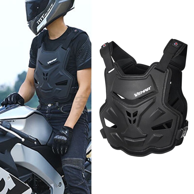 Adult Motorcycle Dirt Bike Body Armor Protective Gear Chest Back Protector Vest B36B: Black