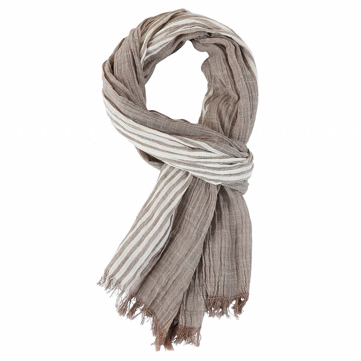 Men Scarf Cotton Linen Striped Scarves Autumn Winter Warm Neckerchief Pashmina Casual Male Accessories Bufandas Shawls: Brown