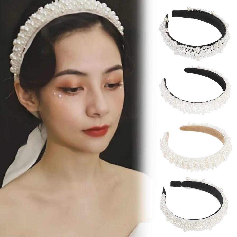 Trendy Luxury Big Pearl Headband for Women Headband Wild Personality Bezel Turban Girls Hair Headwear Jewelry