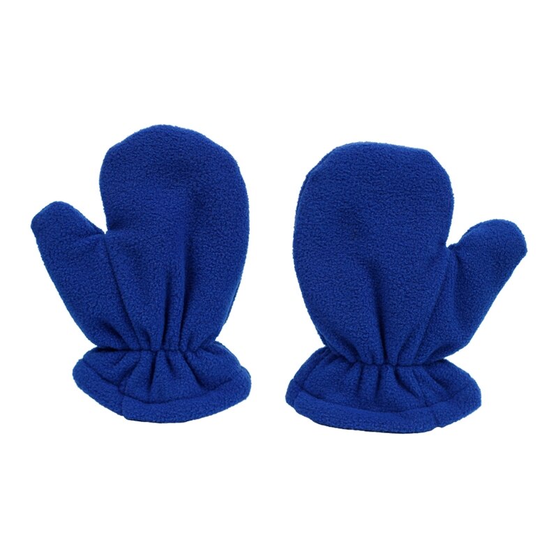 Baby Gloves Winter Warm Plus Velvet Mittens Children Kids Lined Fleece Gloves: Royal Blue L