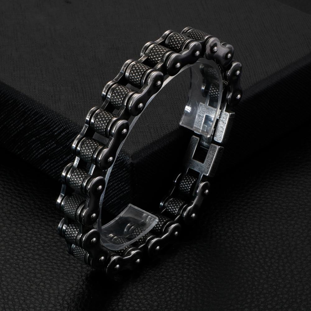 Kalen Brushed Bike Chain Bracelet Cool Biker Bicycle Chain Men's Bracelet Male Stainless Steel Hand Chain Jewelry