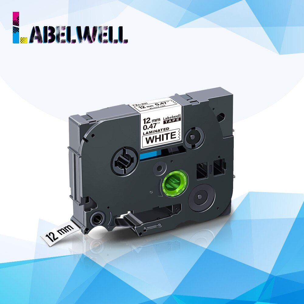 Labelwell-Cinta de raso para Tze-231, 12mm, TZe-R231, TZ231, TZe-RE34, hermano, TZe-RN34, TZe-R234, TZe-RW34, para fabricante de etiquetas p-touch: BK on White tze-231