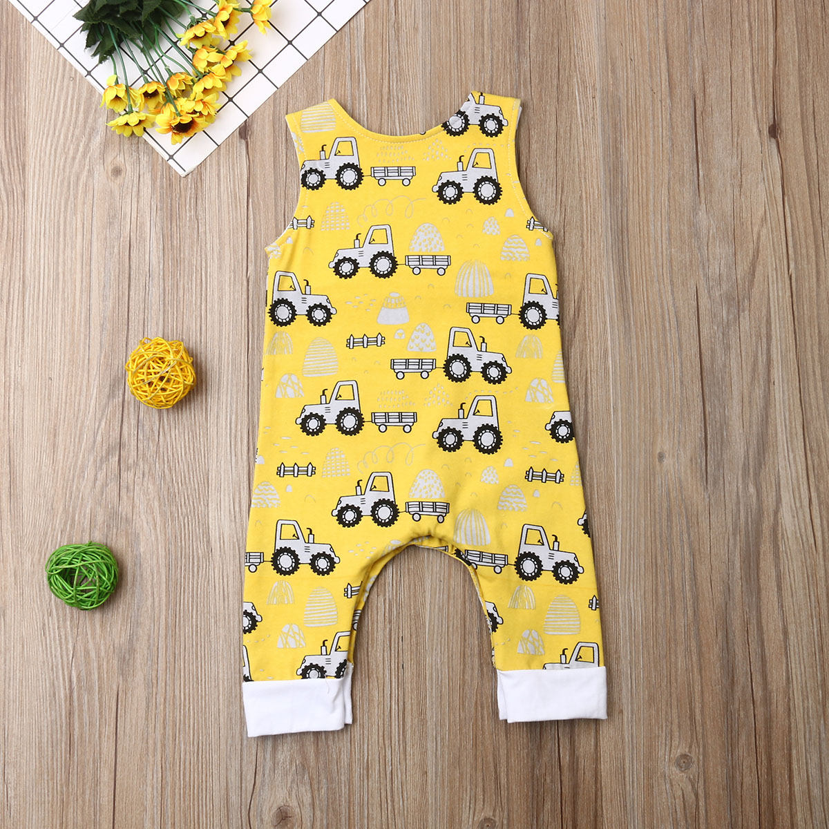 pudcoco Infant Baby Boys One Piece Romper Baby Girls Car Print Sleeveless Jumpsuits Causal Set Years Clothes 0-24M