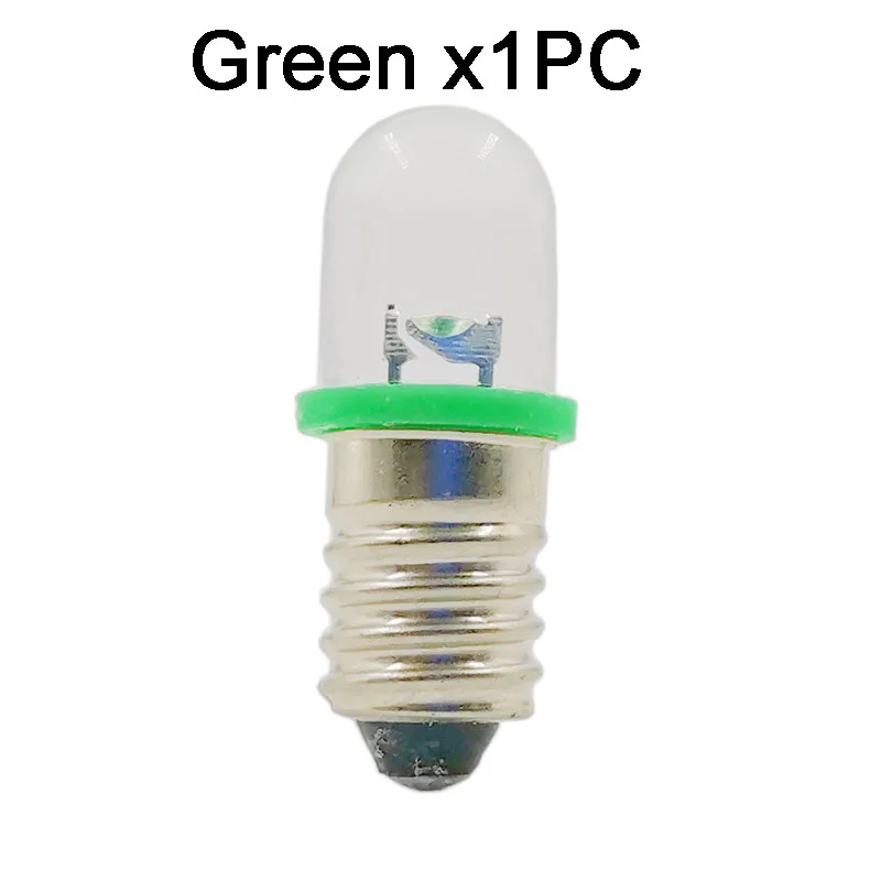 E10 Screw LED Light Beads DC 12V 18V 24V Indicator Lighting Bulb Blue Yellow Red Green White Color Lighting DIY Accessroies: green / 50W