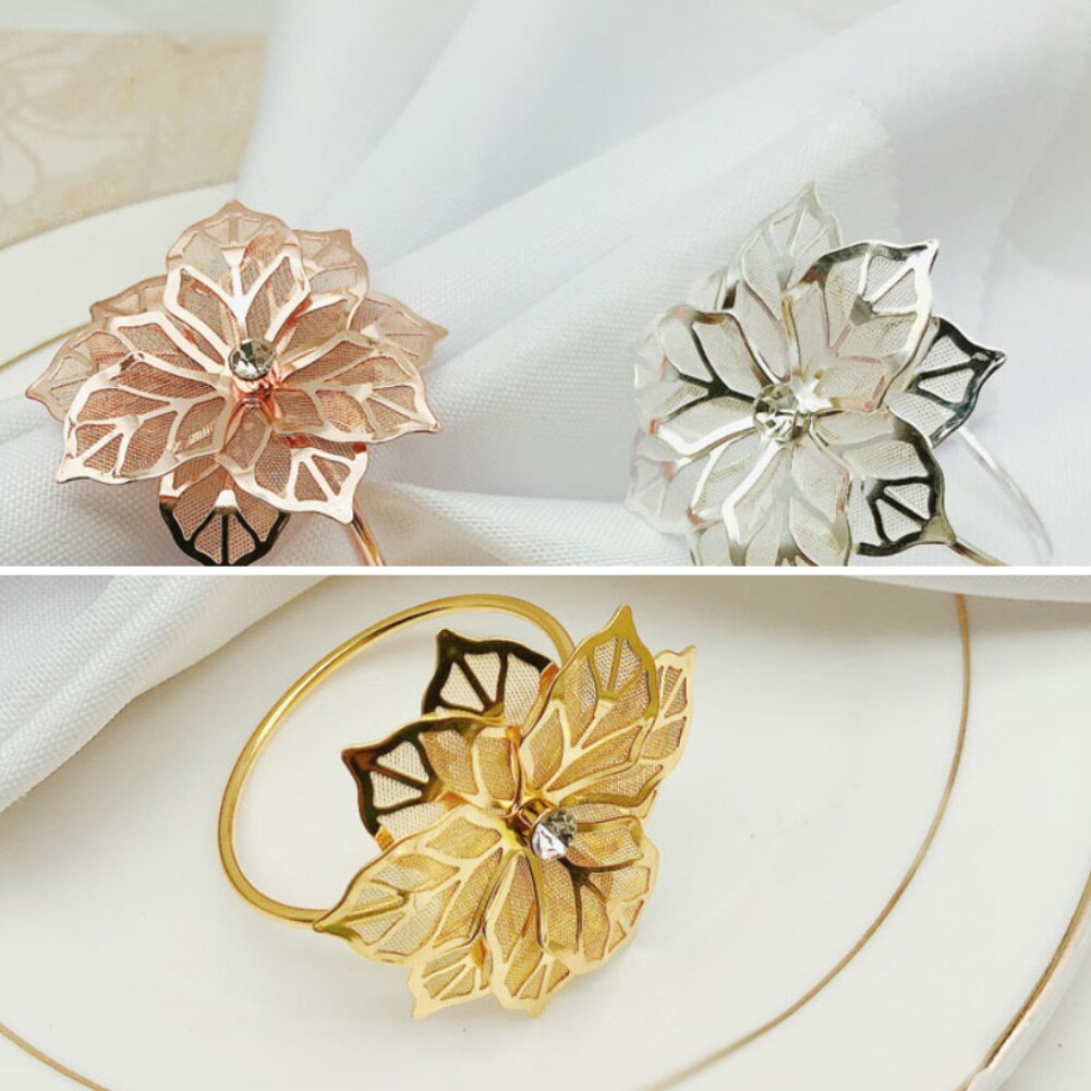 6 st blomma servettringar metall guld servett spänne servettring hållare hotell födelsedag bröllopsfest västra middagsbord dekoration