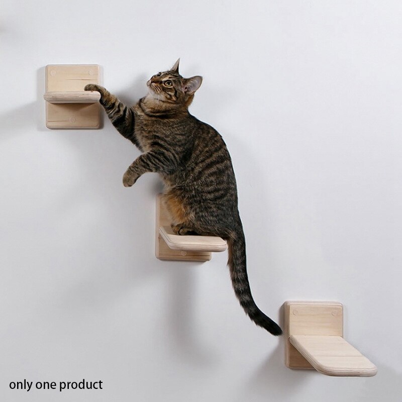 Marco de pared para gato, escalera de escalada, plataforma de salto de pared de pino, trampolín de madera maciza, marco de escalada montado en la pared