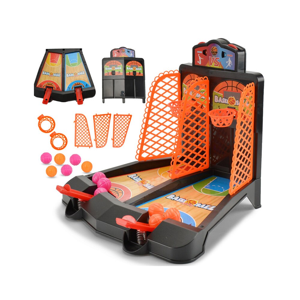 Kinderspeelgoed Dubbele Vinger Ejectie Basketbal Hof Board Game Ouder-kind Interactieve Jongen Desktop Educatief Speelgoed: orange