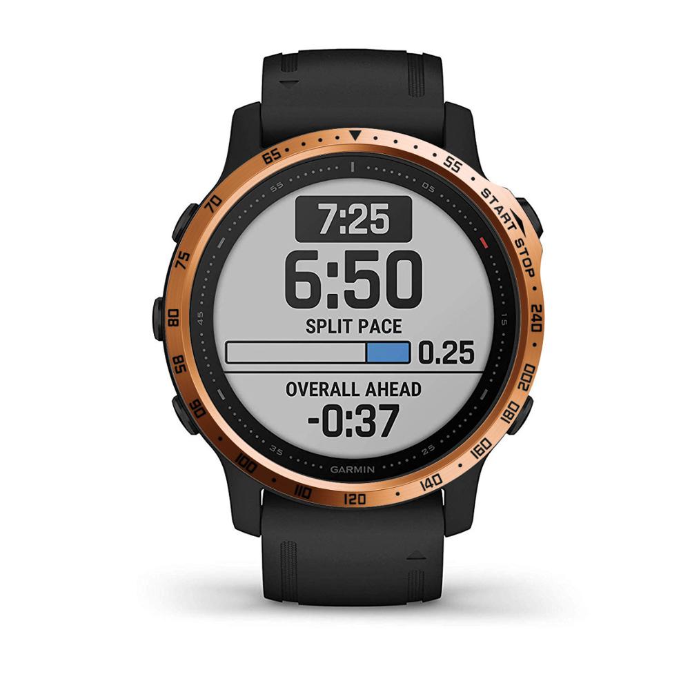 Funda para Garmin fenix 6S para fenix 6S Pro, funda de de anillo con bisel de estilo deportivo clásico, cubierta protectora de adhesivos, biseles de: Rose gold black / For fenix 6S pro