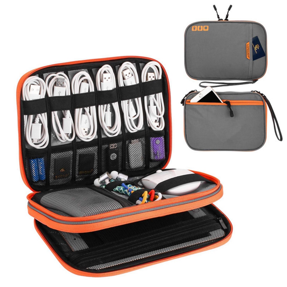 Bærbart elektronisk tilbehør rejsetaske, kabelorganisator taske gadget bærepose til ipad, kabler, strøm, usb-flashdrev, oplader