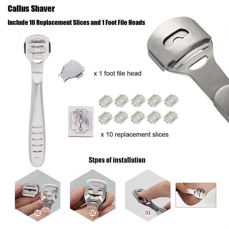 Râpe à pied professionnelle en acier inoxydable, Kit d&#39;outils de pédicure, pour enlever les callosités, Double face, 1/4 pièces