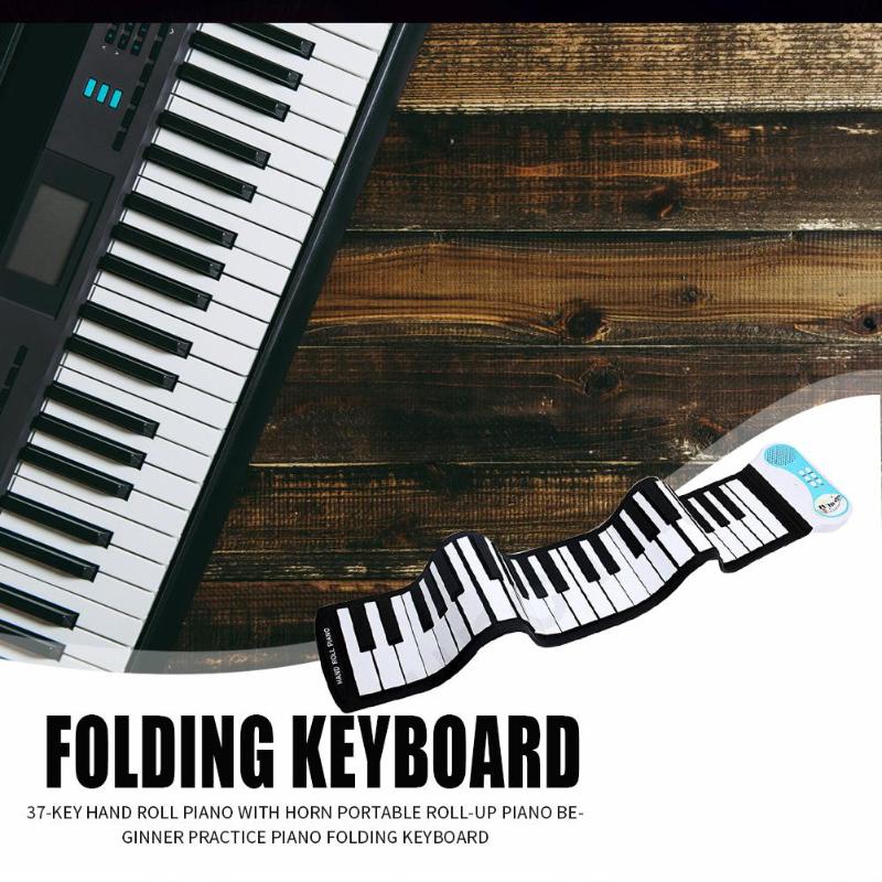 37 Keys Flexible Roll Up Piano Portable Silicone Soft Keyboard Piano w/o Battery Flexible Hand Rolled Musical Instrument