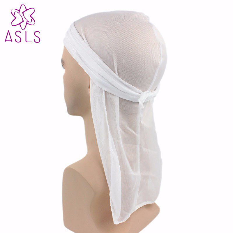 2 stk / lot satin mænd stretchedcap hip hop du doo rag durag ensfarvet kat hat slips hale til mænd