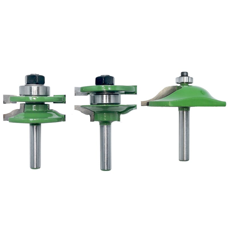 8Mm Schacht 3Pcs Deur Panel Kast Tenon Router Bit Kast Rail & Stile Set Panel Raiser Ogief Frezen cutter Voor Hout Mc02033: Default Title