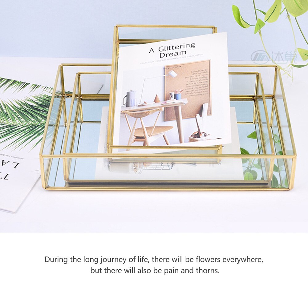 3 maten metalen glazen opbergdoos gouden sieraden display doorzichtige lade cosmetica display dozen decoratieve opberglade thuis organizer