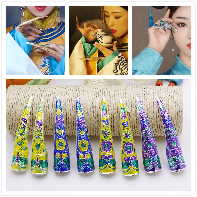 8cm princess nail wrap chinese ancient finger wear for empress queen cosplay accessories qing daynasty hand wear