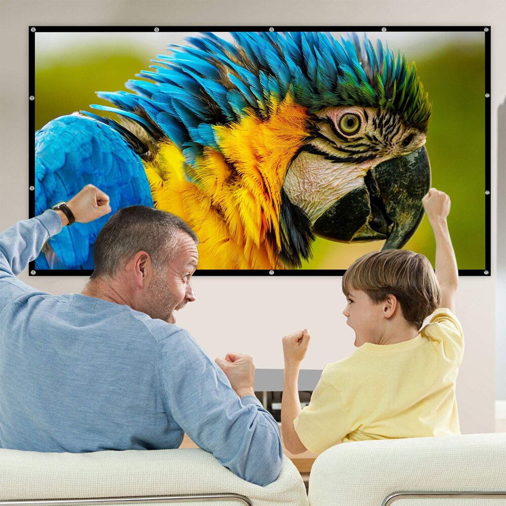 84inch 16:9 Simple Projector Screen Matte White Fabric Fiber Glass Wall Mounted Screen for Home Theater Bar
