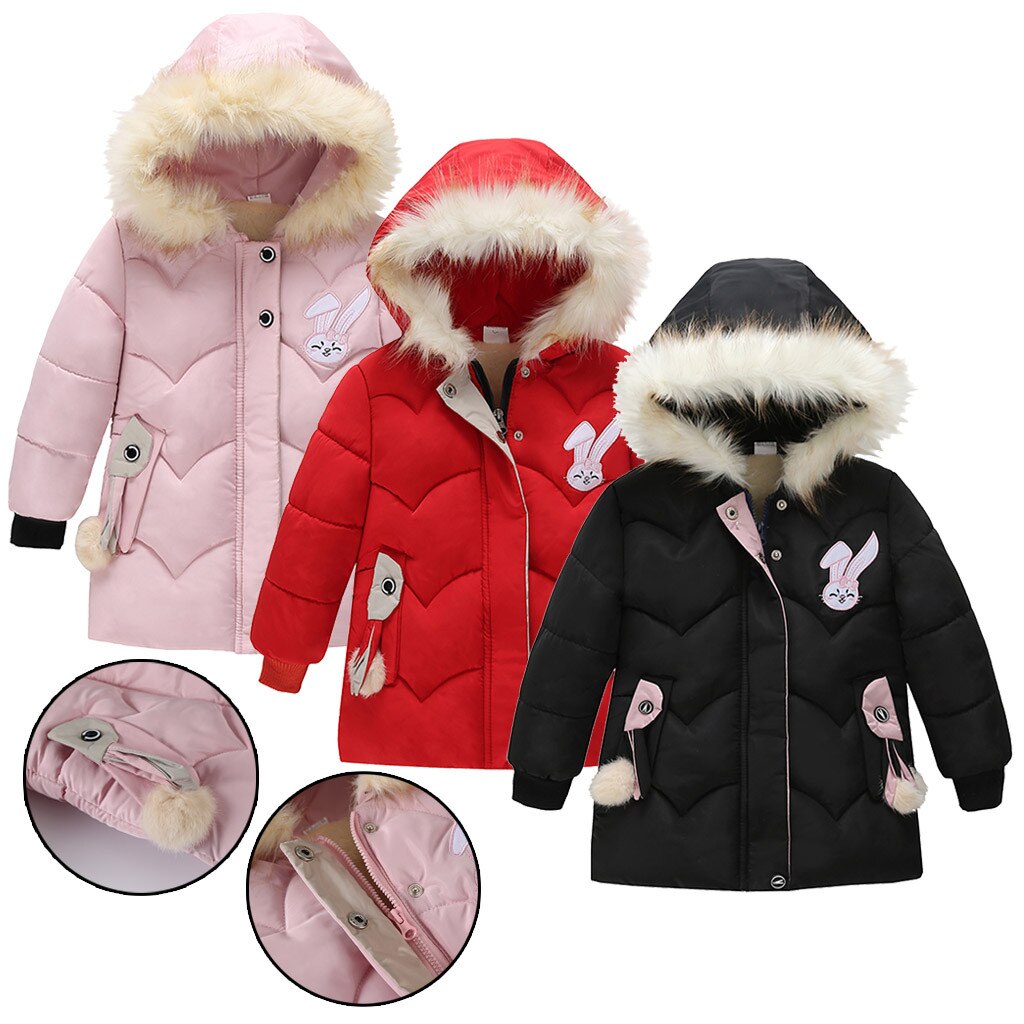 Meninas Casaco de Inverno Quente Da Moda Crianças Meninos Jaquetas Casaco Jaqueta Com Capuz Para Menina Outwear Roupas 3-5years Пальто Для Девочки