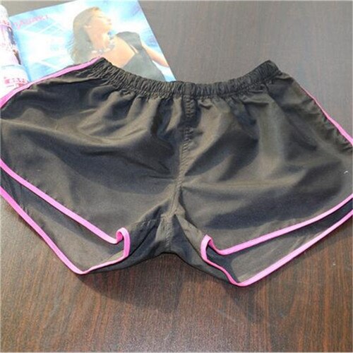 Summer Sports Women Shorts Leisure Elastic Waist Women Shorts Female Yo-Ga Running Short Feminino: BlackRed / S