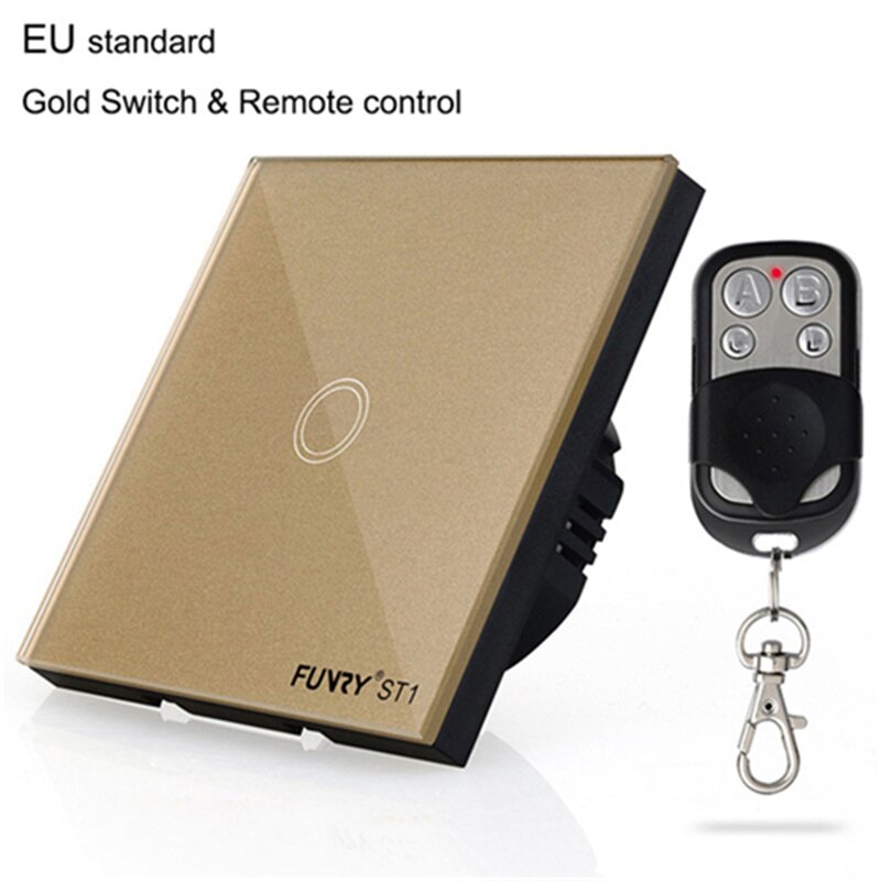 FUNRY ST1 1 gang 1 way EU Standard Touch Switch Glass Panel Lamp Switch Wall Light Touch Switch 170-240V 86*86*36mm 7-200W/gang